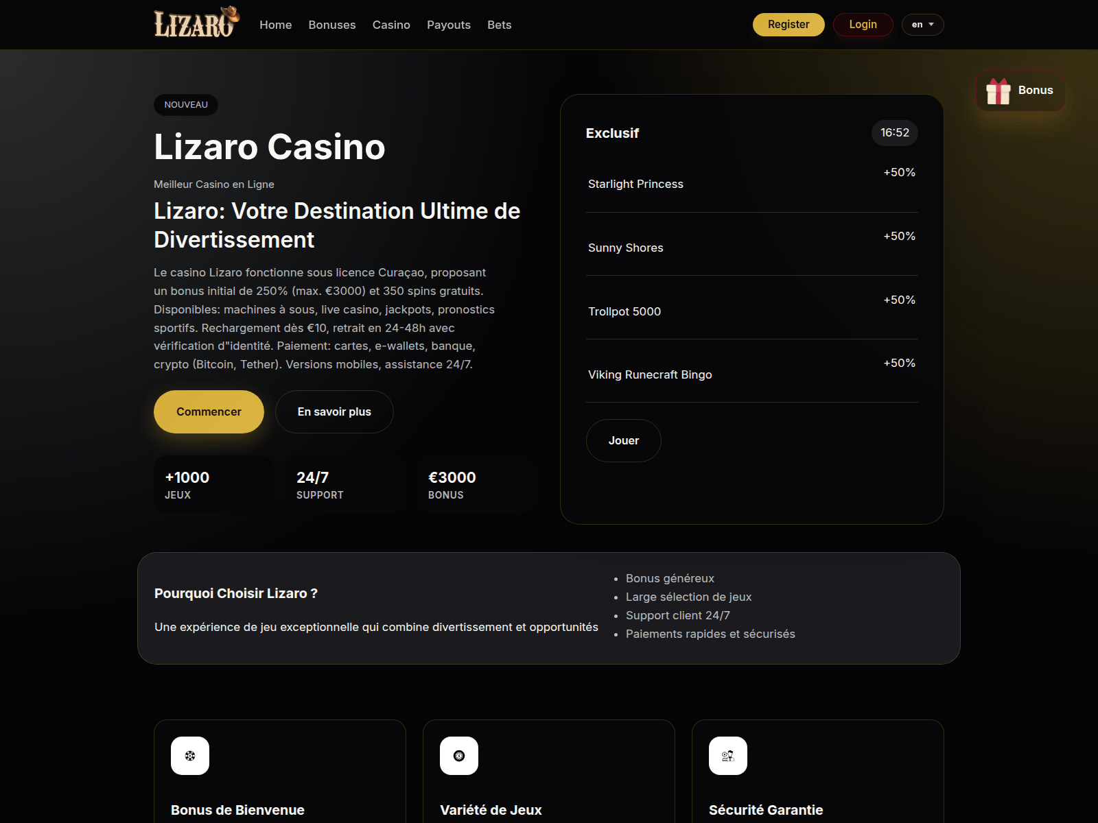 Screenshot of lizarocasinofr.net