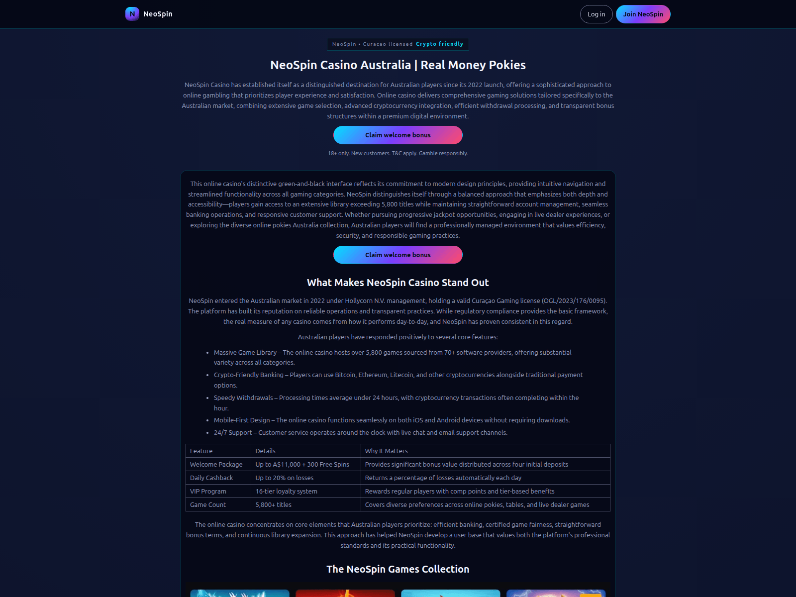 Screenshot of neospin-casino-online.live