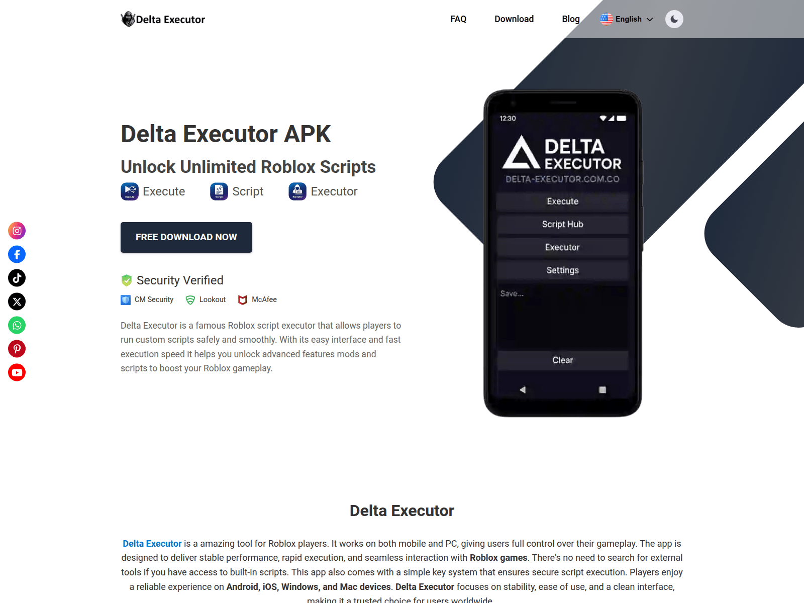 Screenshot of delta-executor.com.co