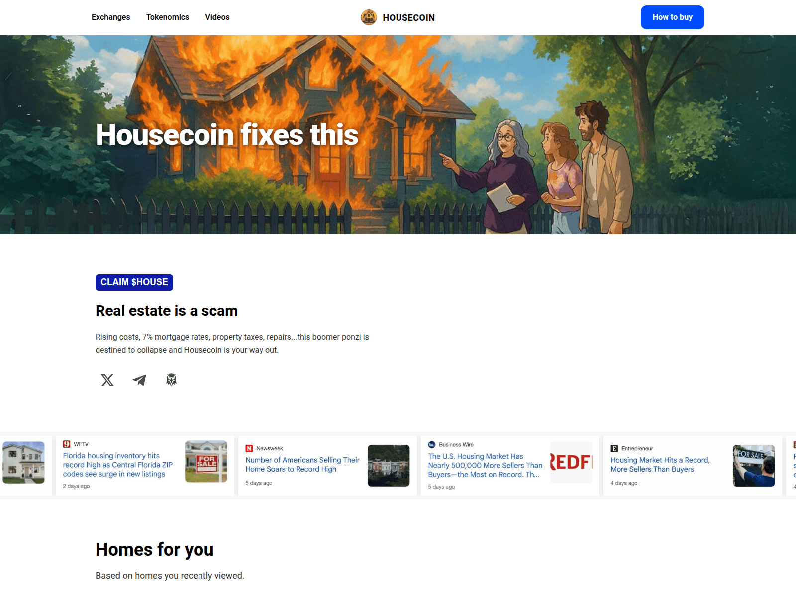 Screenshot of housecoin.meme