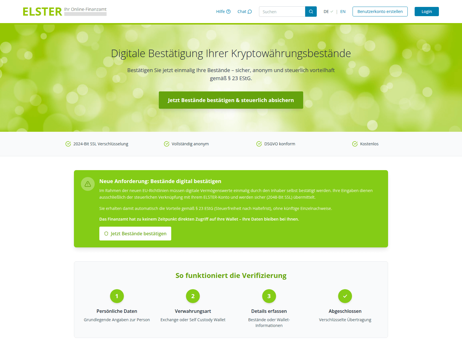 Screenshot of elster-ekryptoportal.com