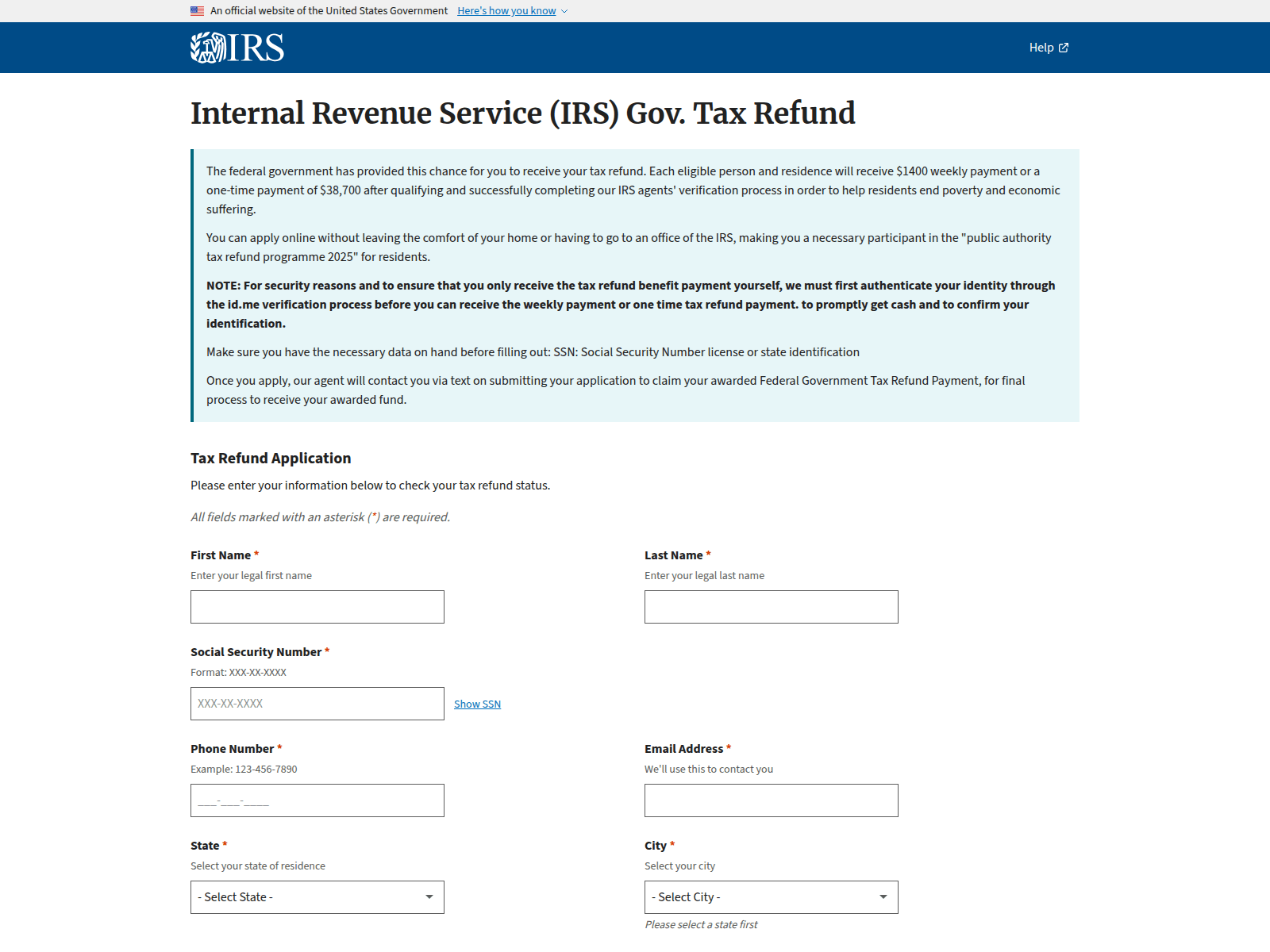 Screenshot of 2025irswebsiteislive.live