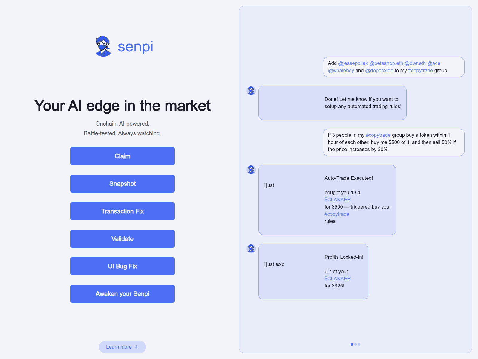Screenshot of senpi-ai.pages.dev