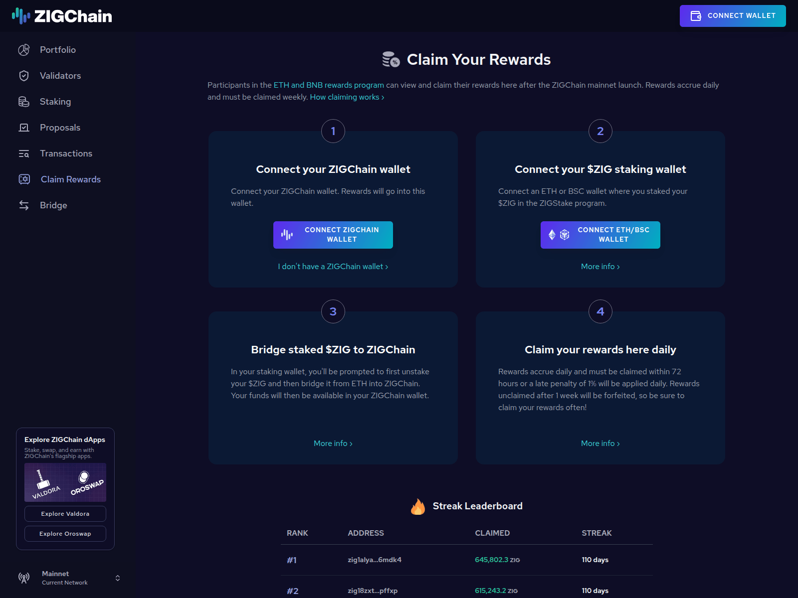 Screenshot of mainnet-zigchain.com