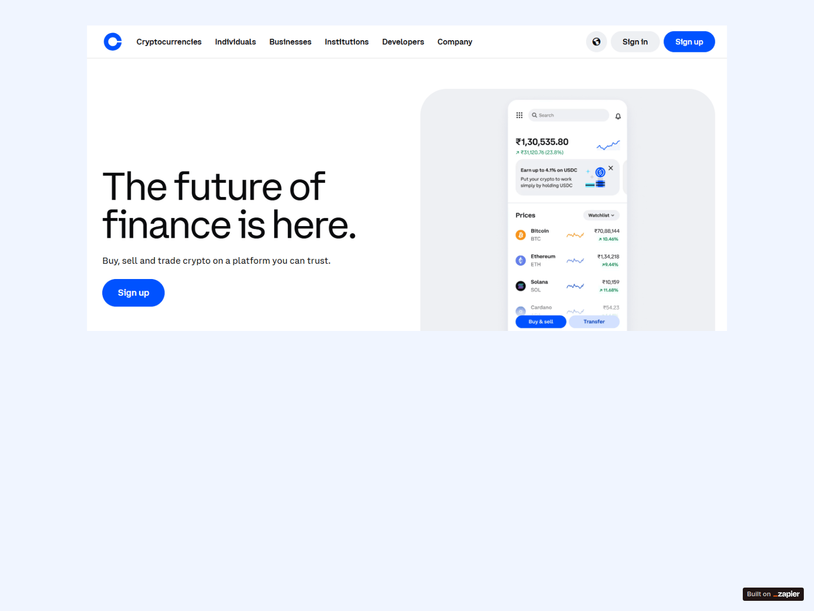 Screenshot of learn-pro-coins.zapier.app