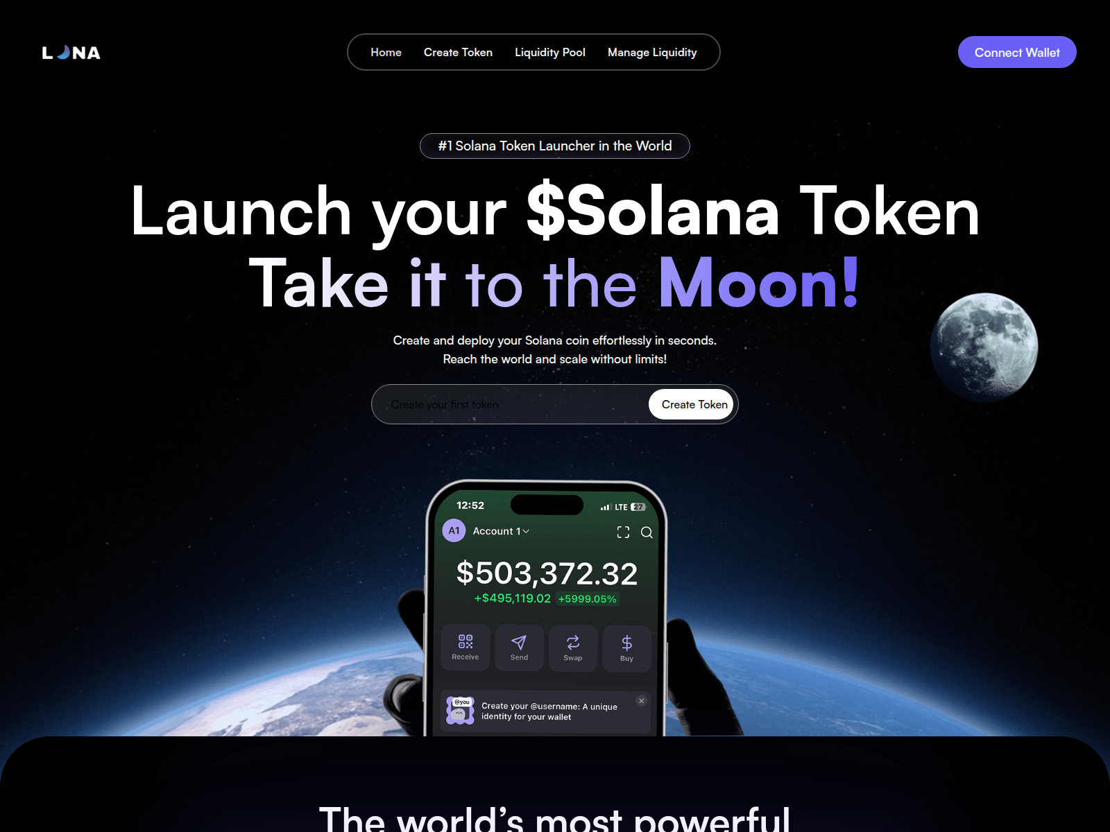 Screenshot of lunacoinscreator.com