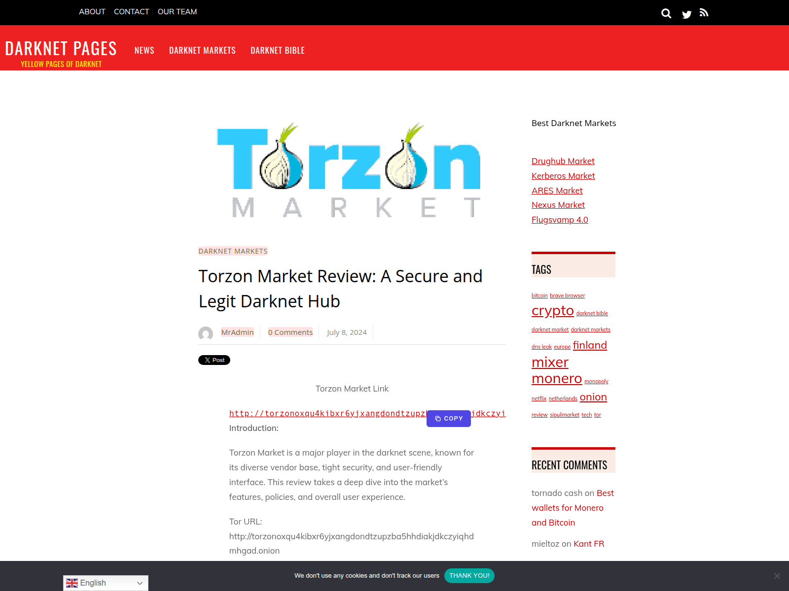 Screenshot of darknetpages.com