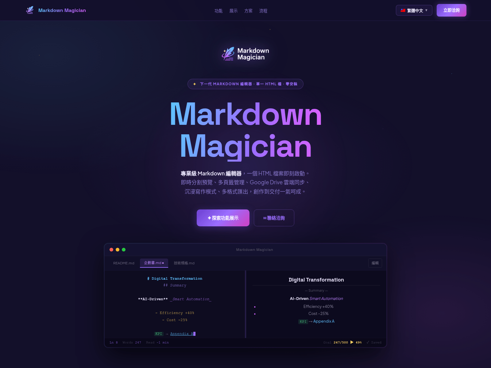 Screenshot of magicmd.madeinwen.com