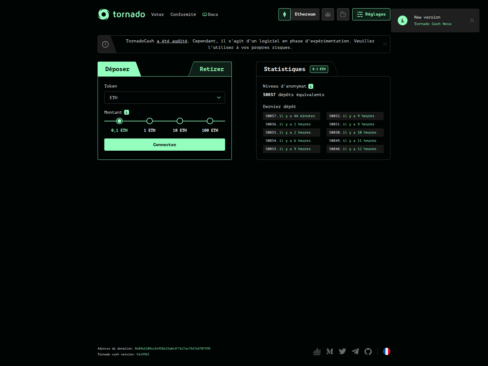 Screenshot of tornadoeth.cash