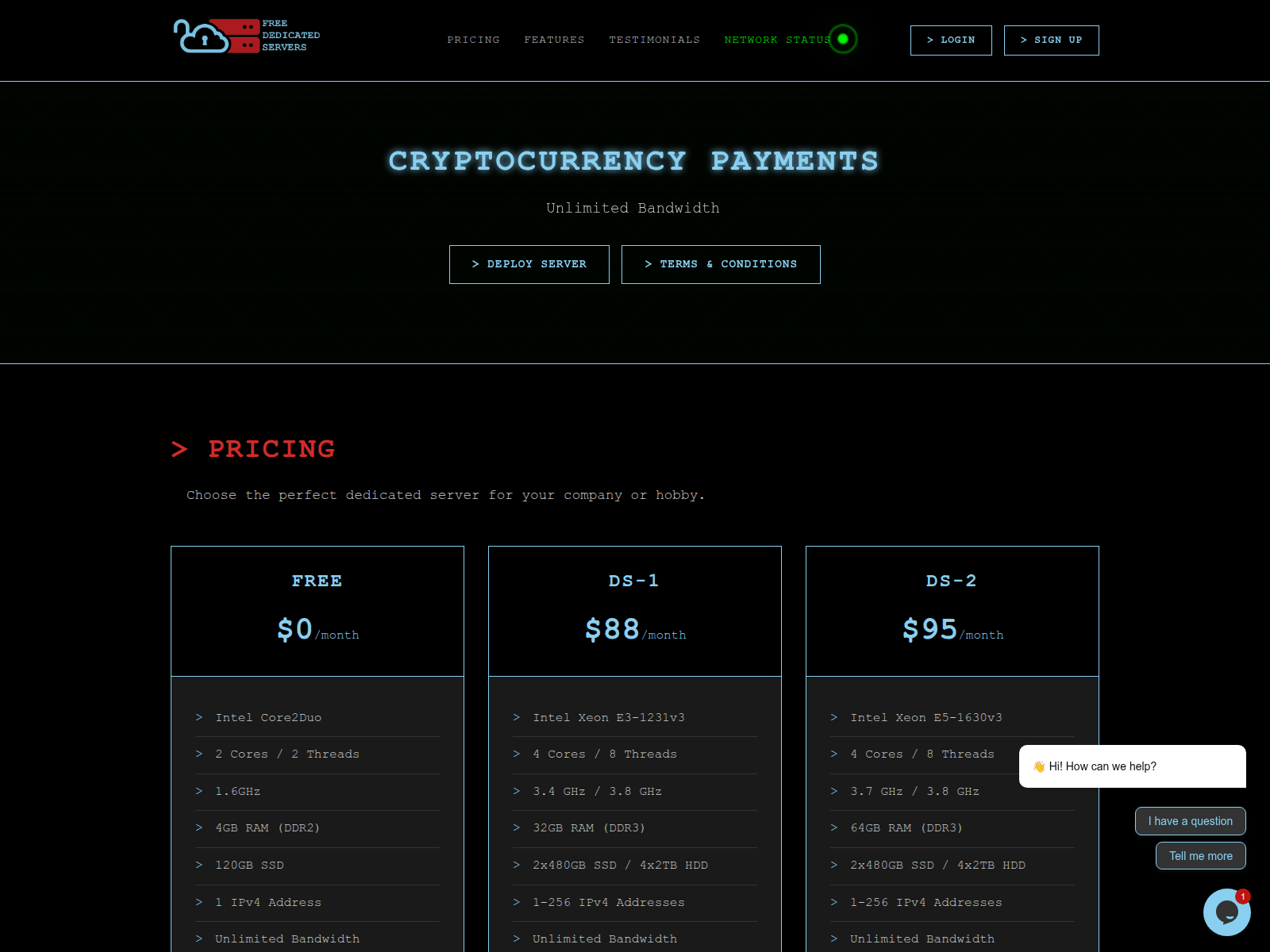 Screenshot of freededicatedservers.com