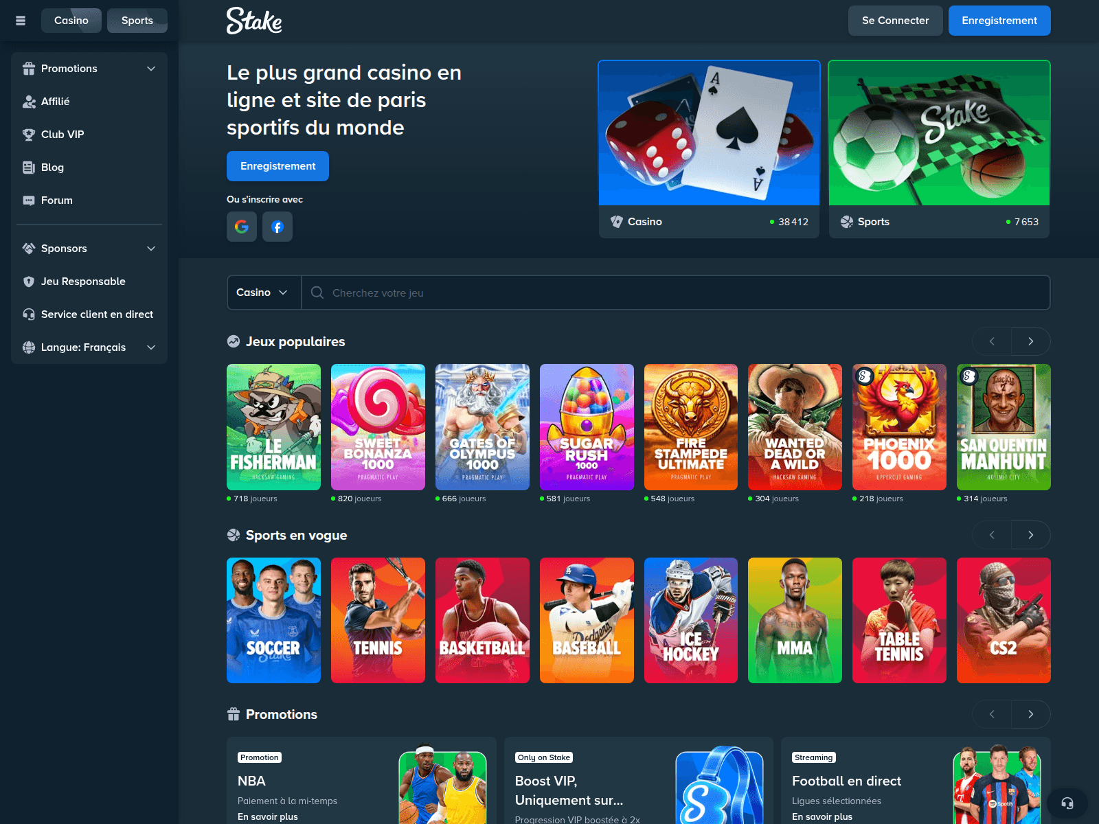 Screenshot of stakegame.fr