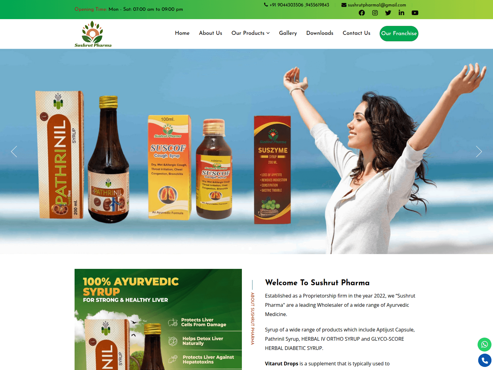 Screenshot of sushrutpharma.in