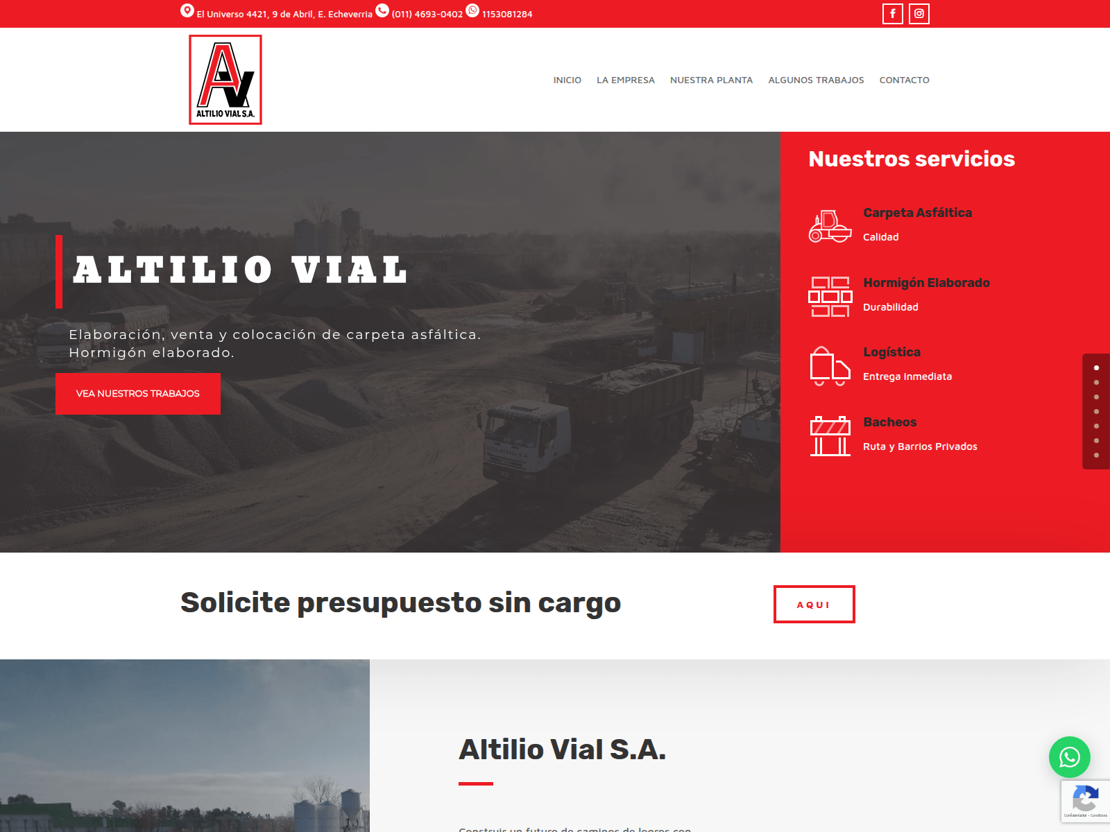 Screenshot of altiliovialsa.com.ar