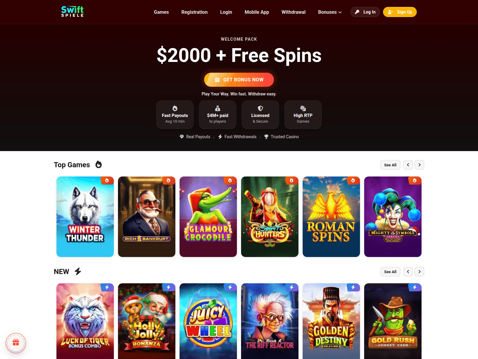Screenshot of swiftcasino-ca.com