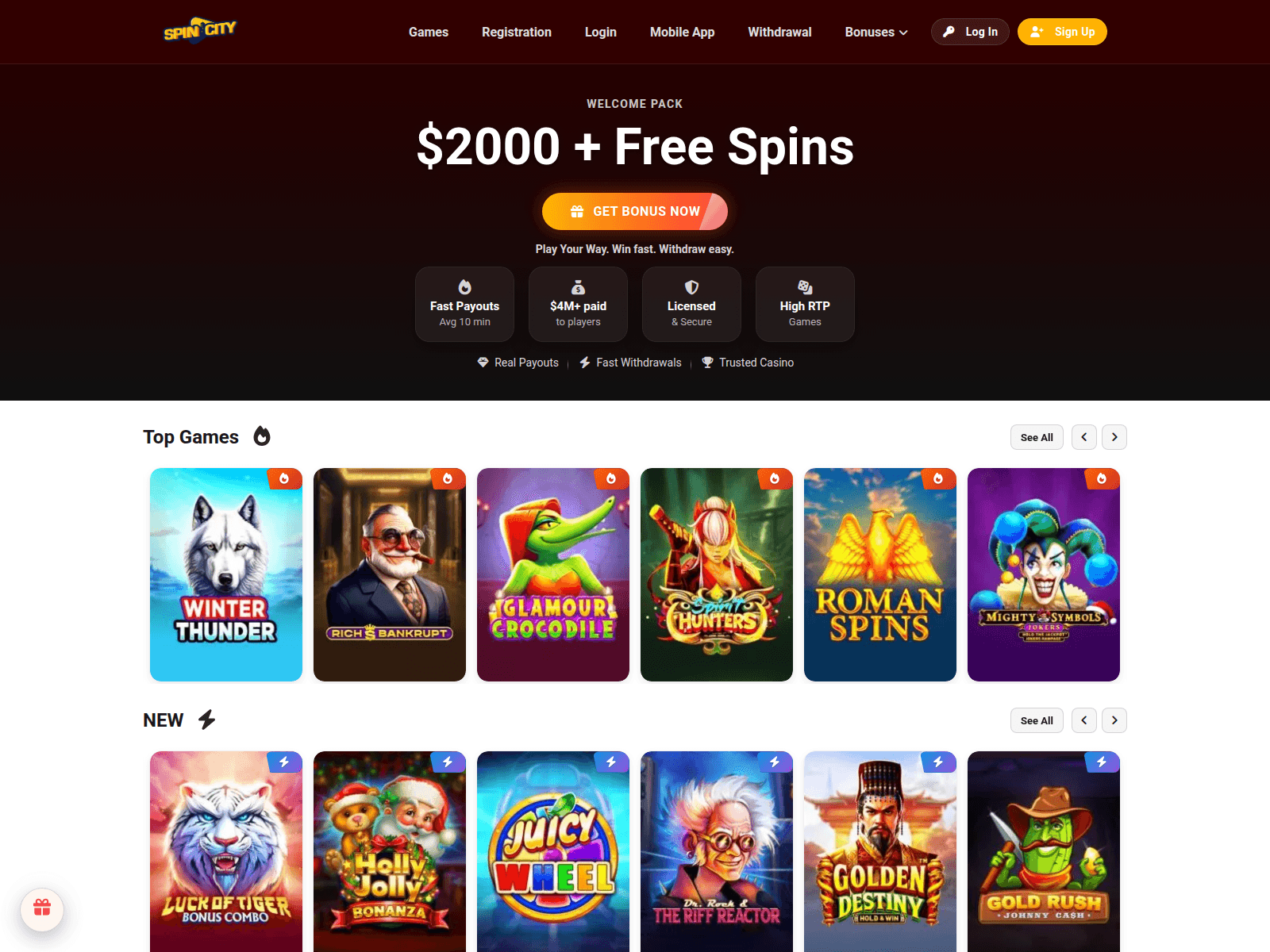 Screenshot of spincitycasino-online.com