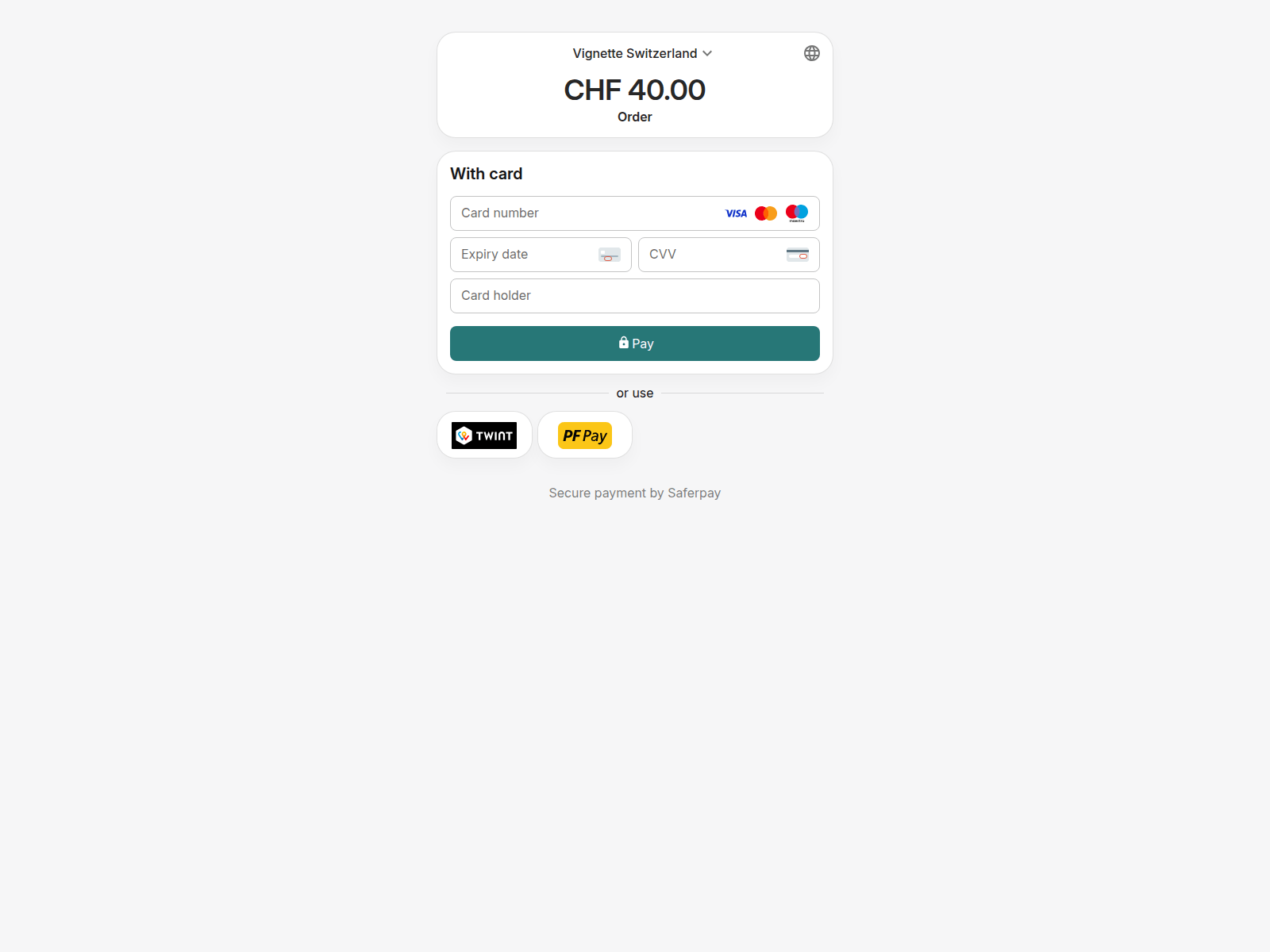 Screenshot of pay.viaswiss.info