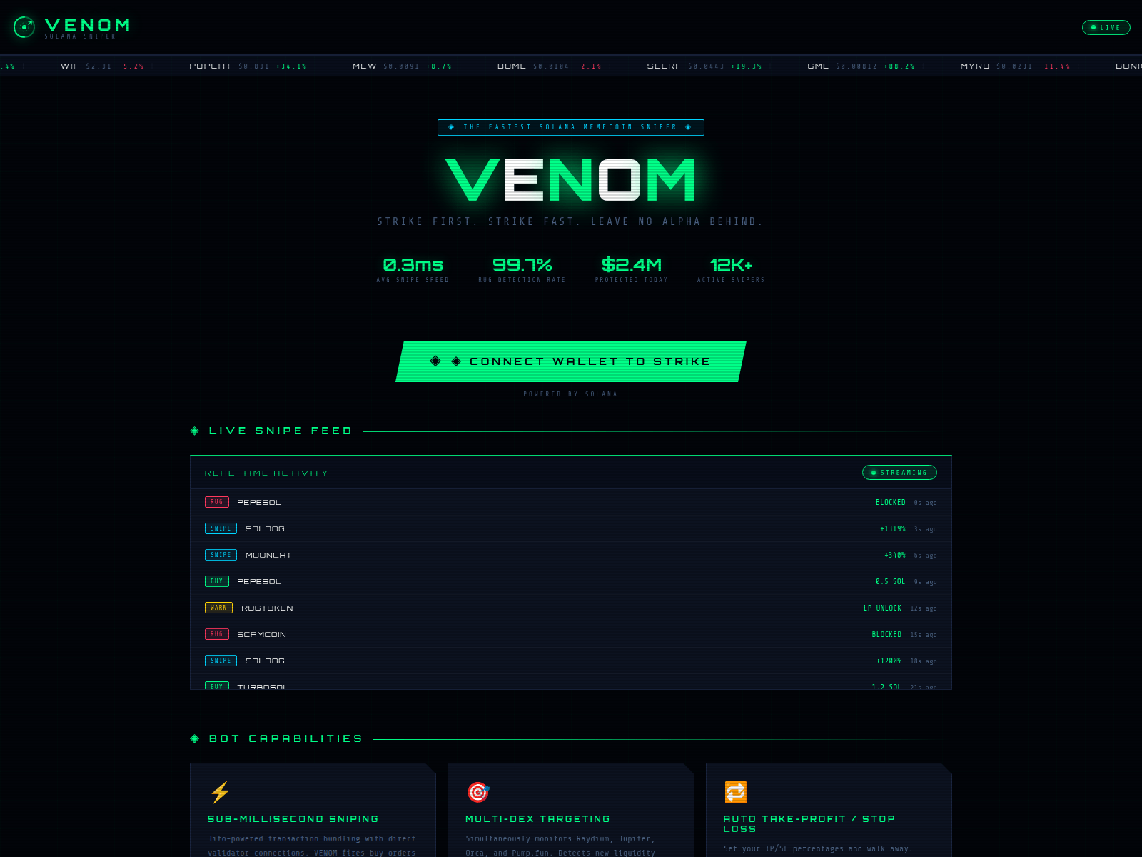 Screenshot of venomsnipe.xyz