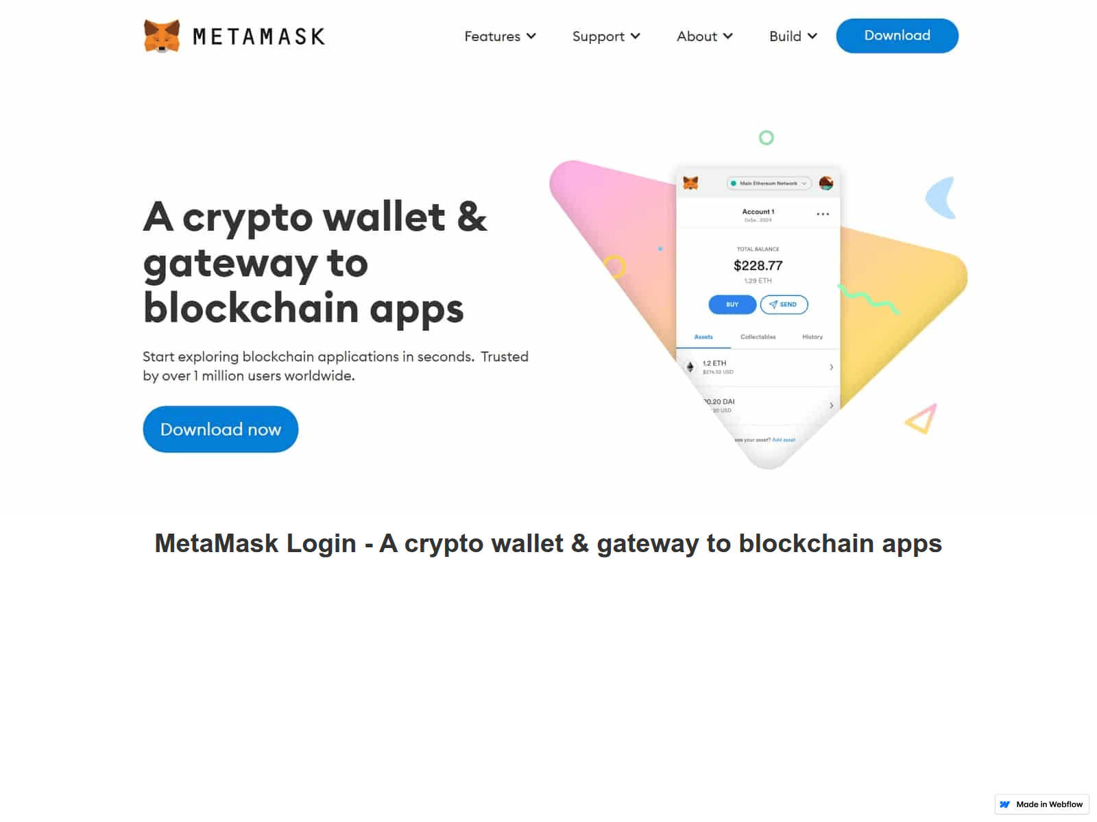 Screenshot of metamask-logino.webflow.io