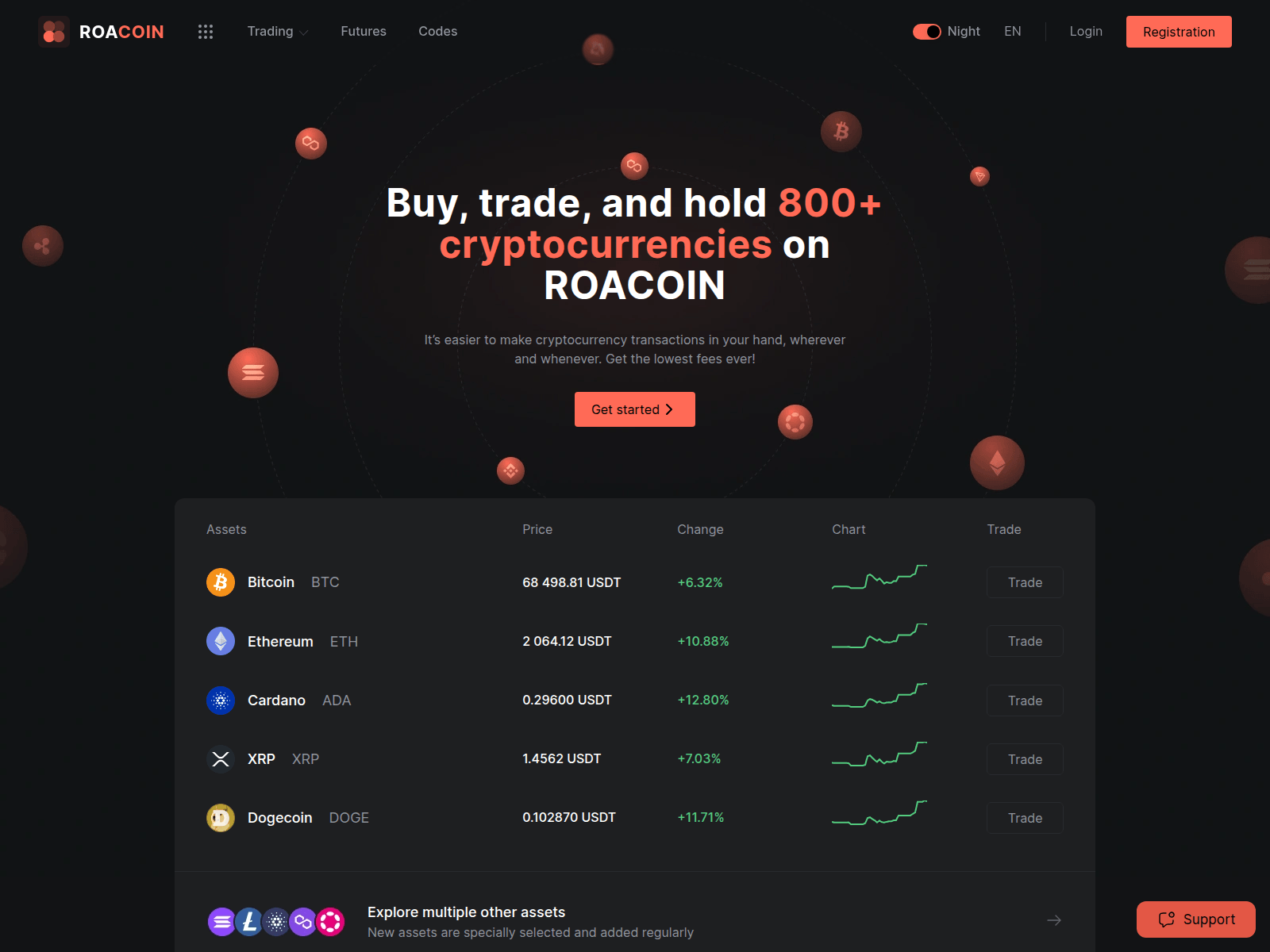 Screenshot of roacoin.com
