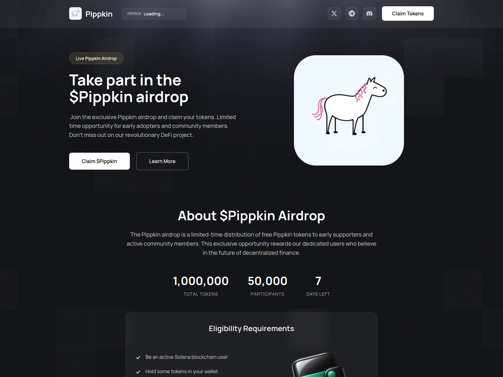 Screenshot of pippkin-claim.pages.dev