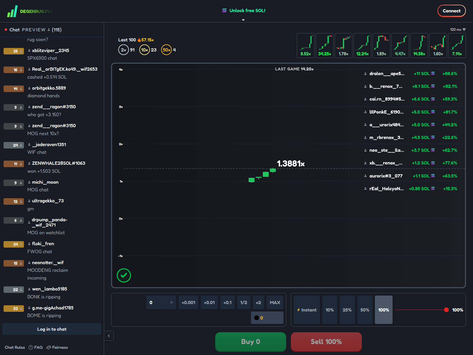 Screenshot of degenrug.fun