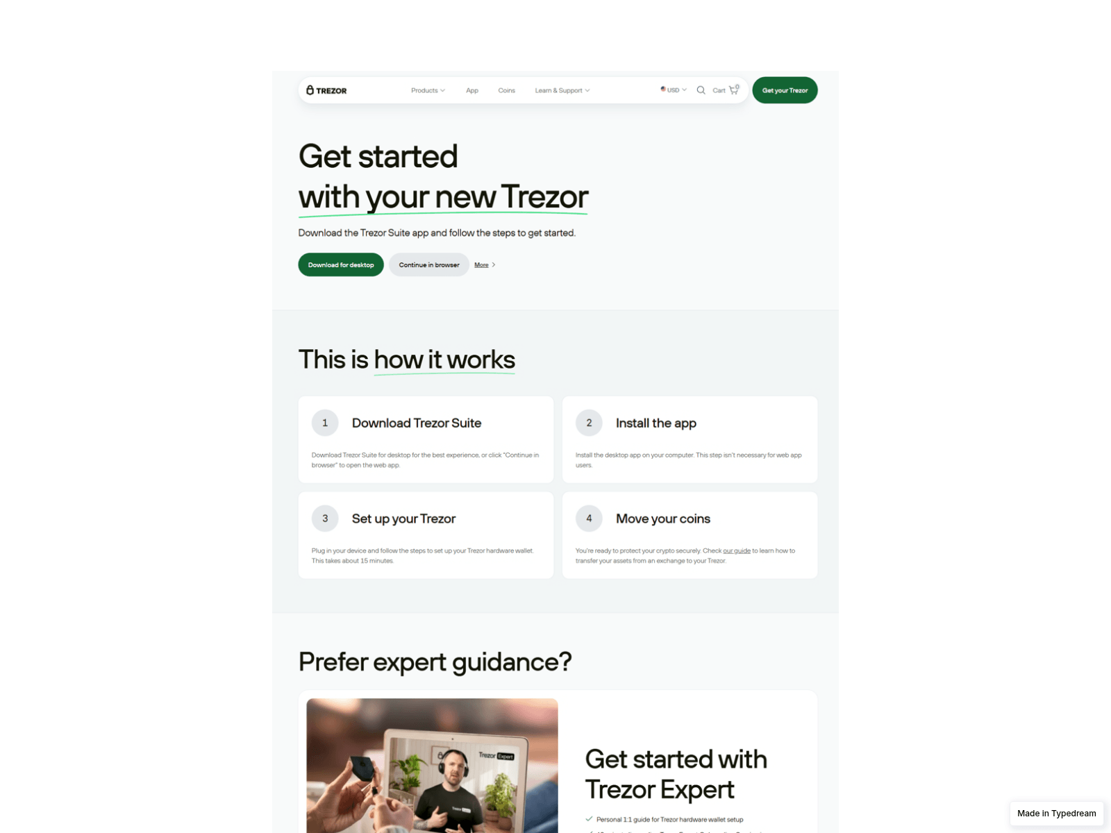 Screenshot of trezor-secure-treezo-io-get.typedream.app