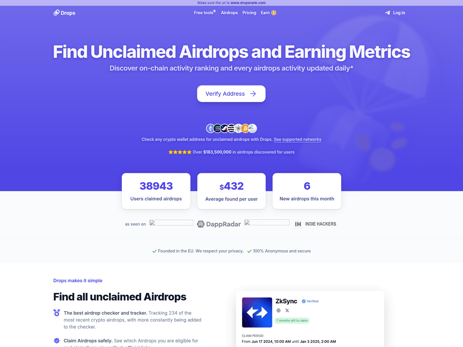 Screenshot of dropsrank.com