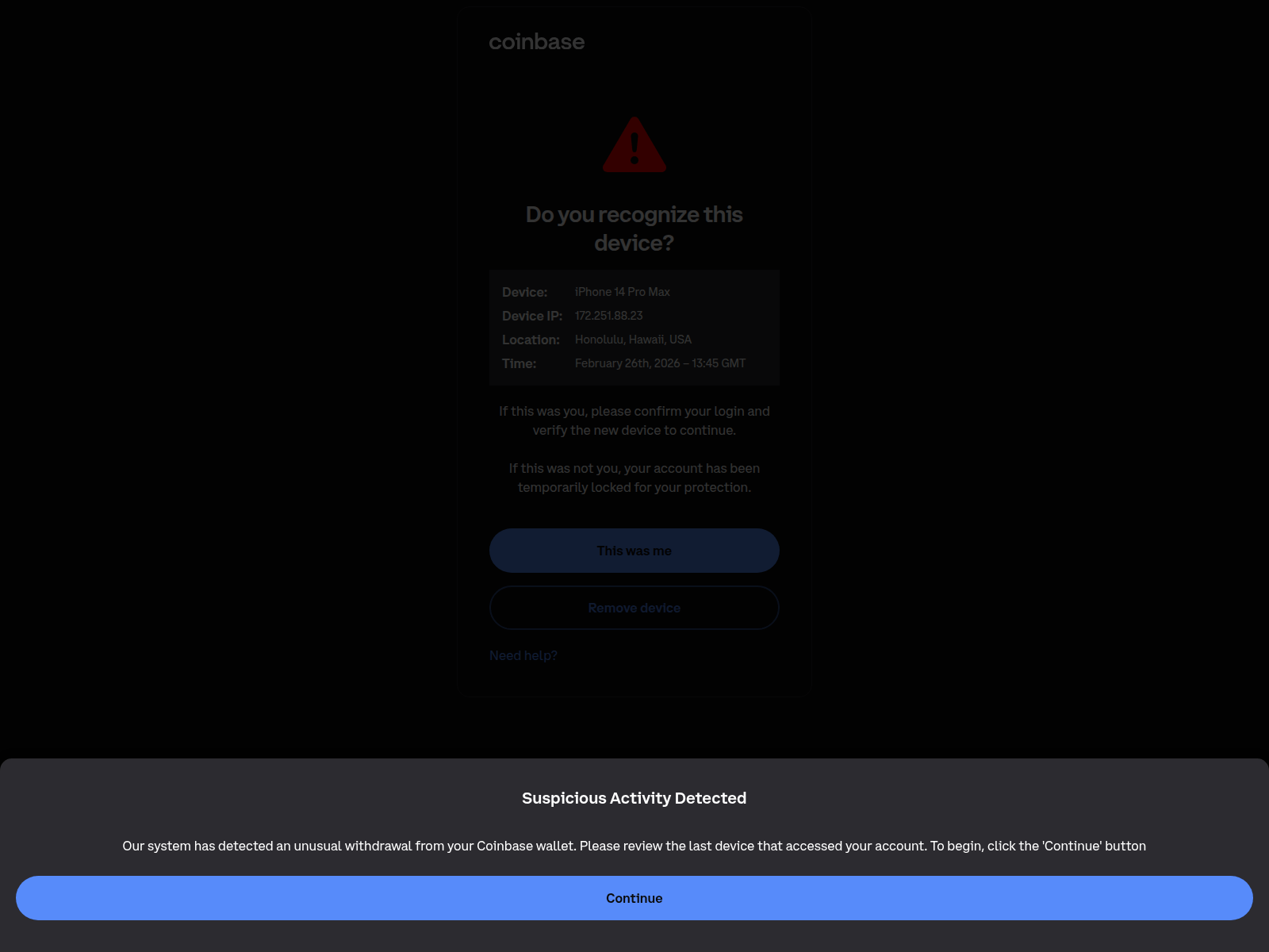 Screenshot of verification-coinbase.venezuelacybernetica.com