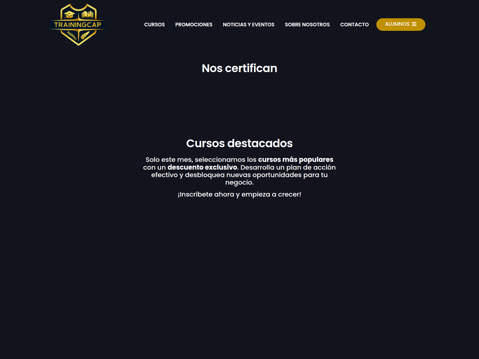 Screenshot of trainingcap.cl