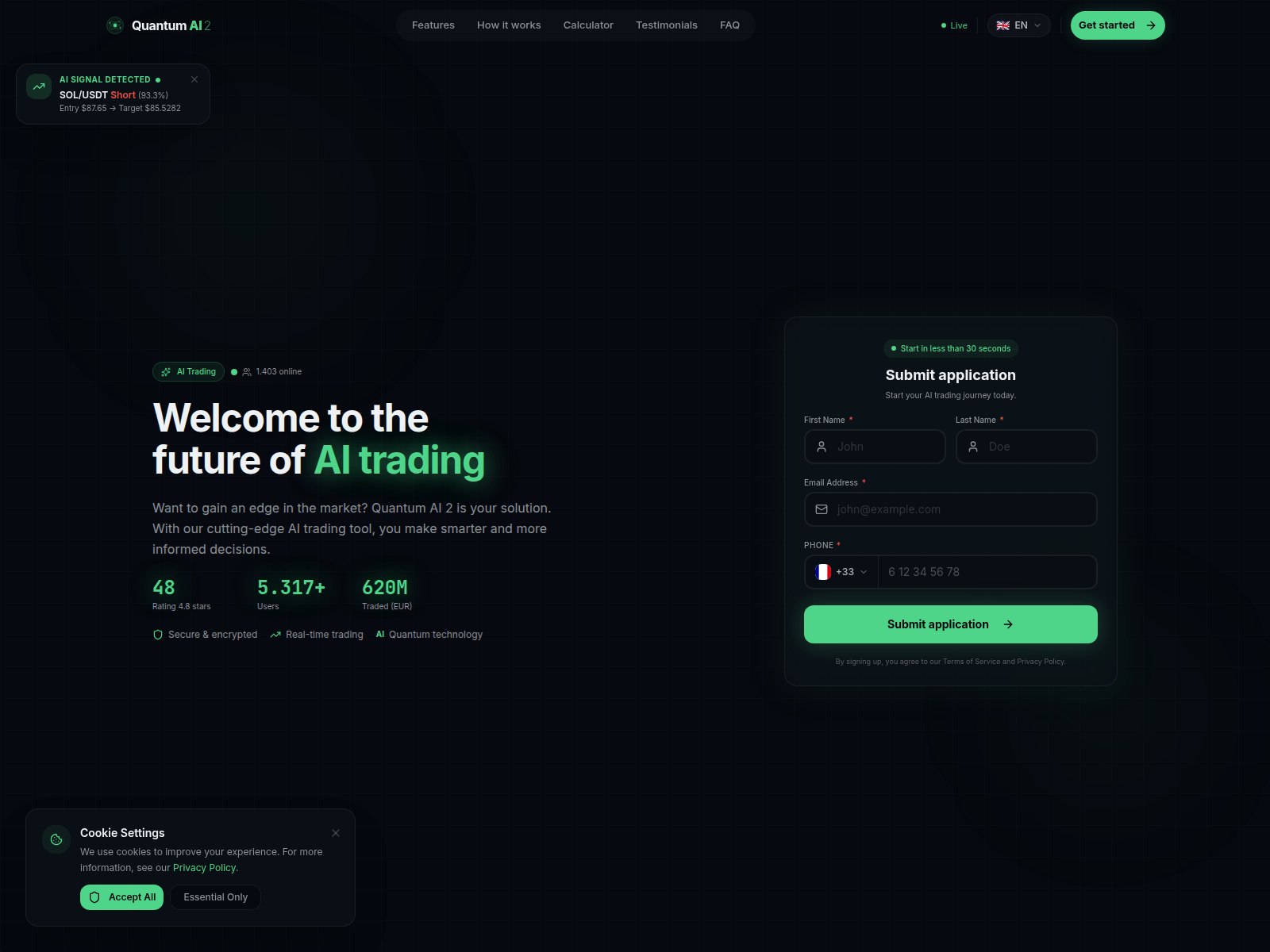 Screenshot of quantumal2.com