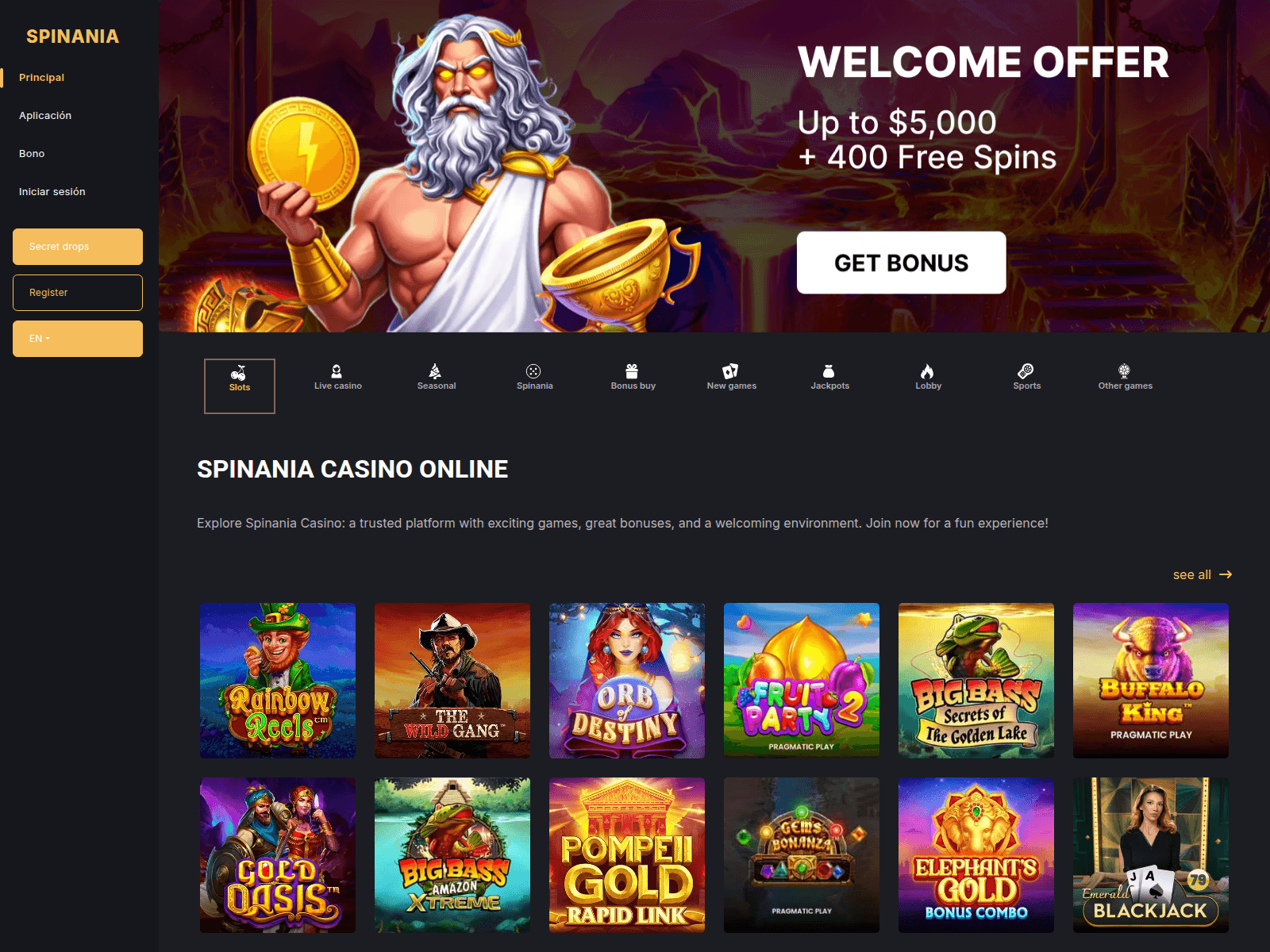 Screenshot of spinania.pro