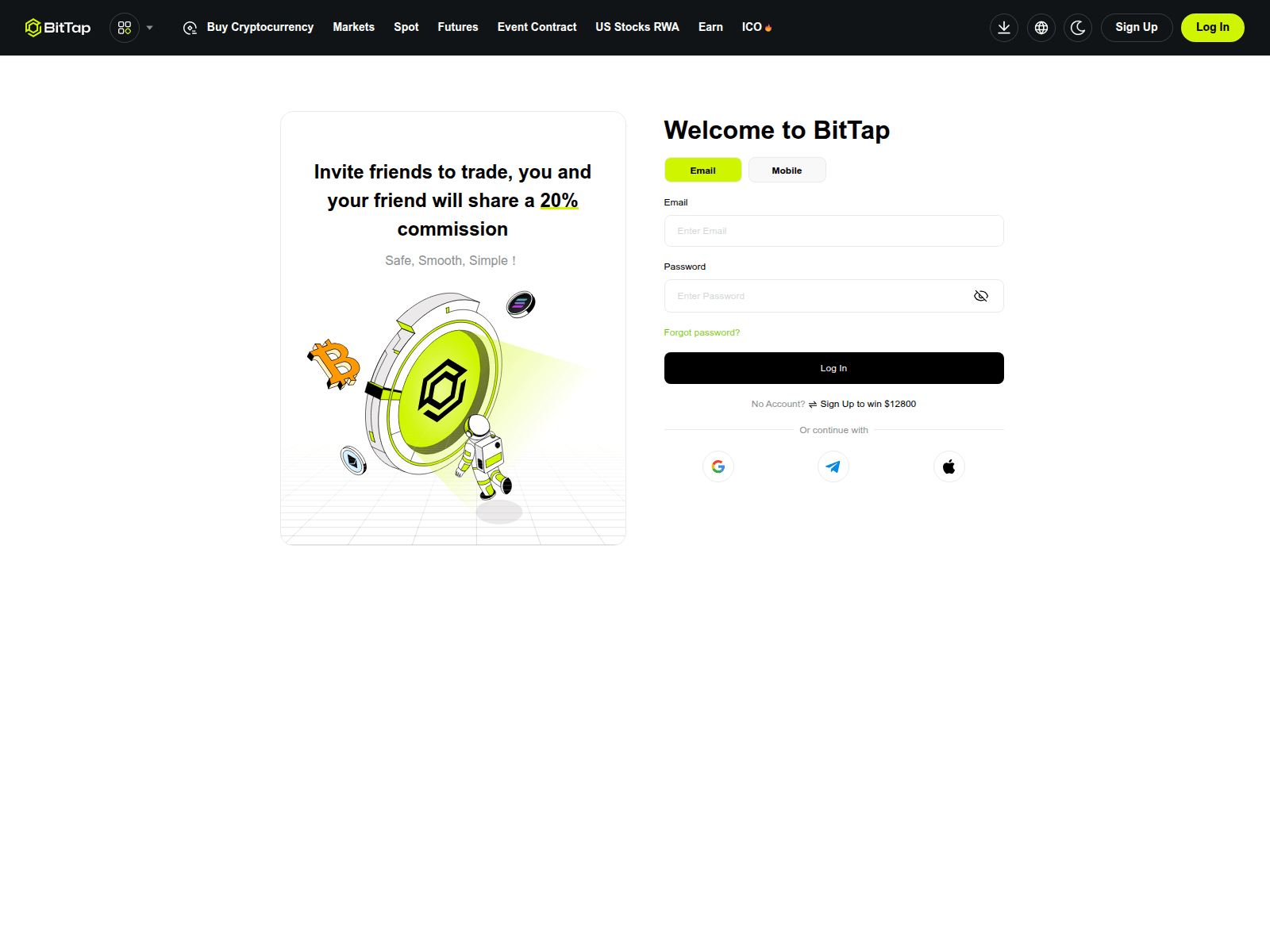 Screenshot of bittap-login.at