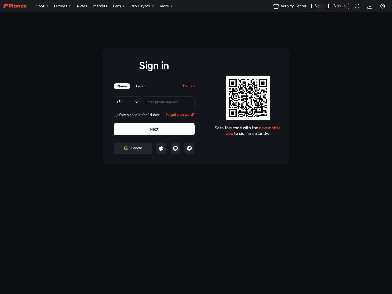 Screenshot of pionex-user.at