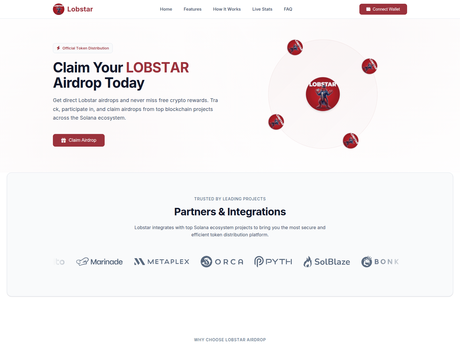 Screenshot of lobstarcoin.run