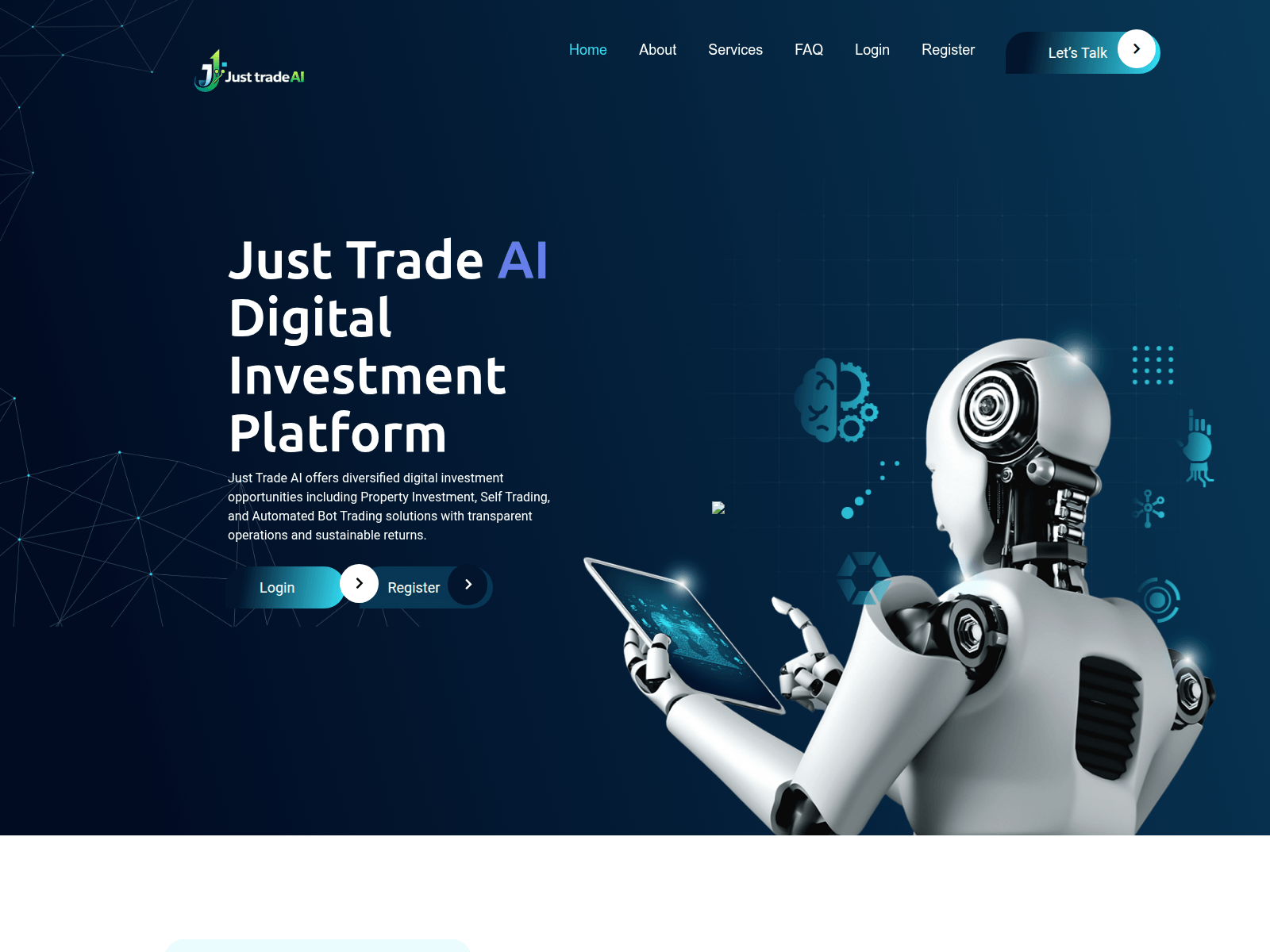 Screenshot of justtradeai.live