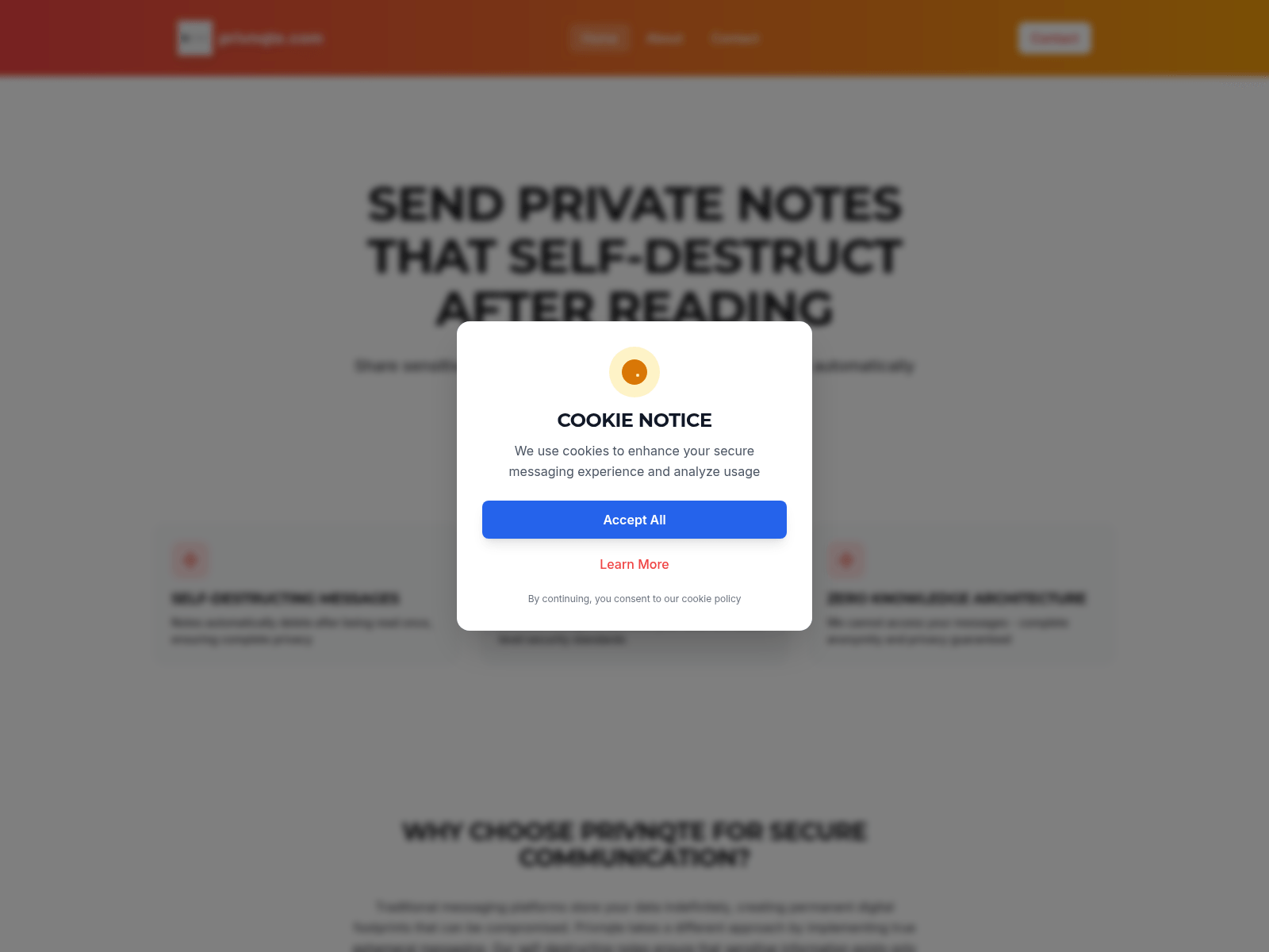 Screenshot of privnqte.com