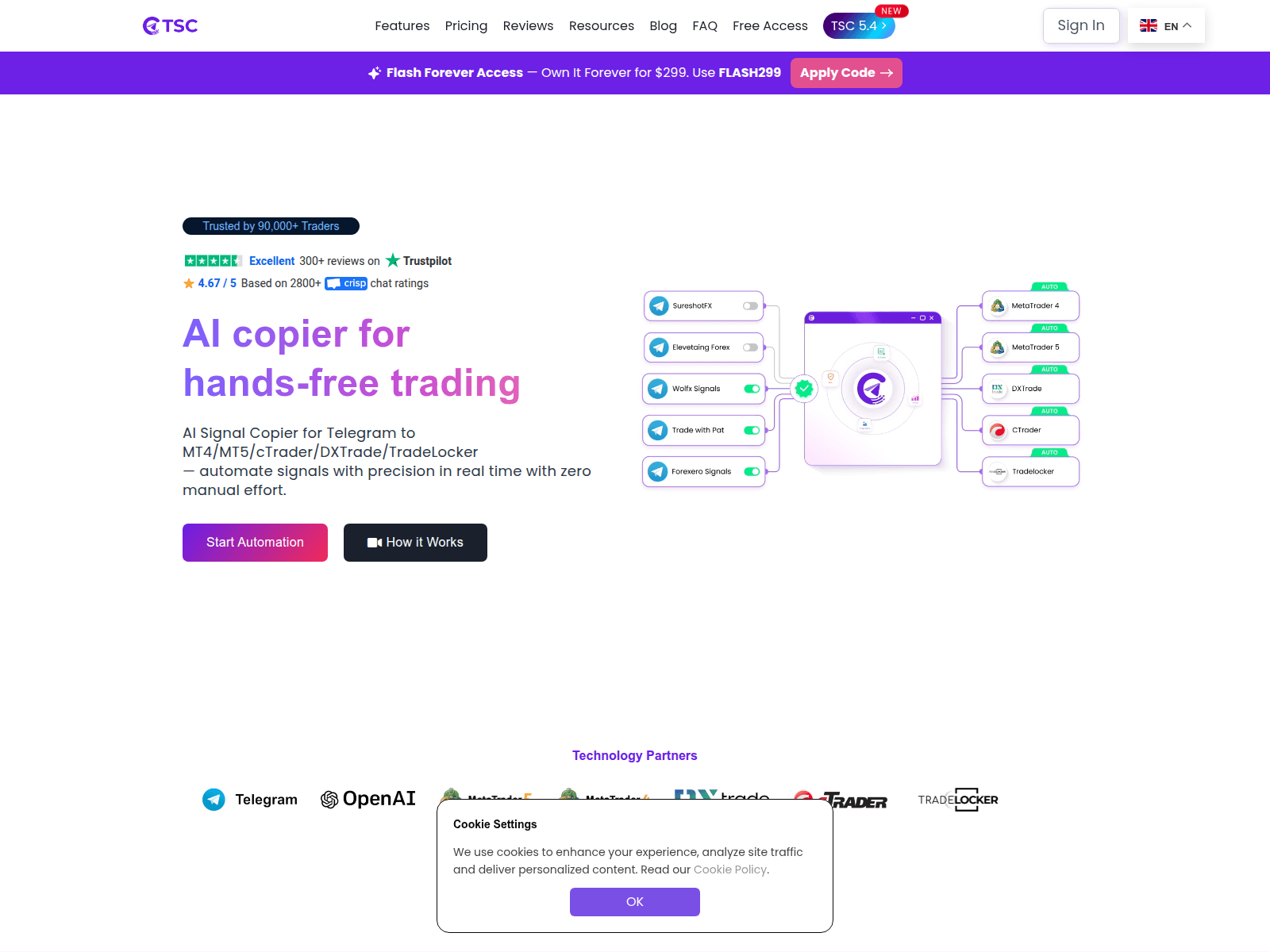 Screenshot of telegramsignalcopier.com