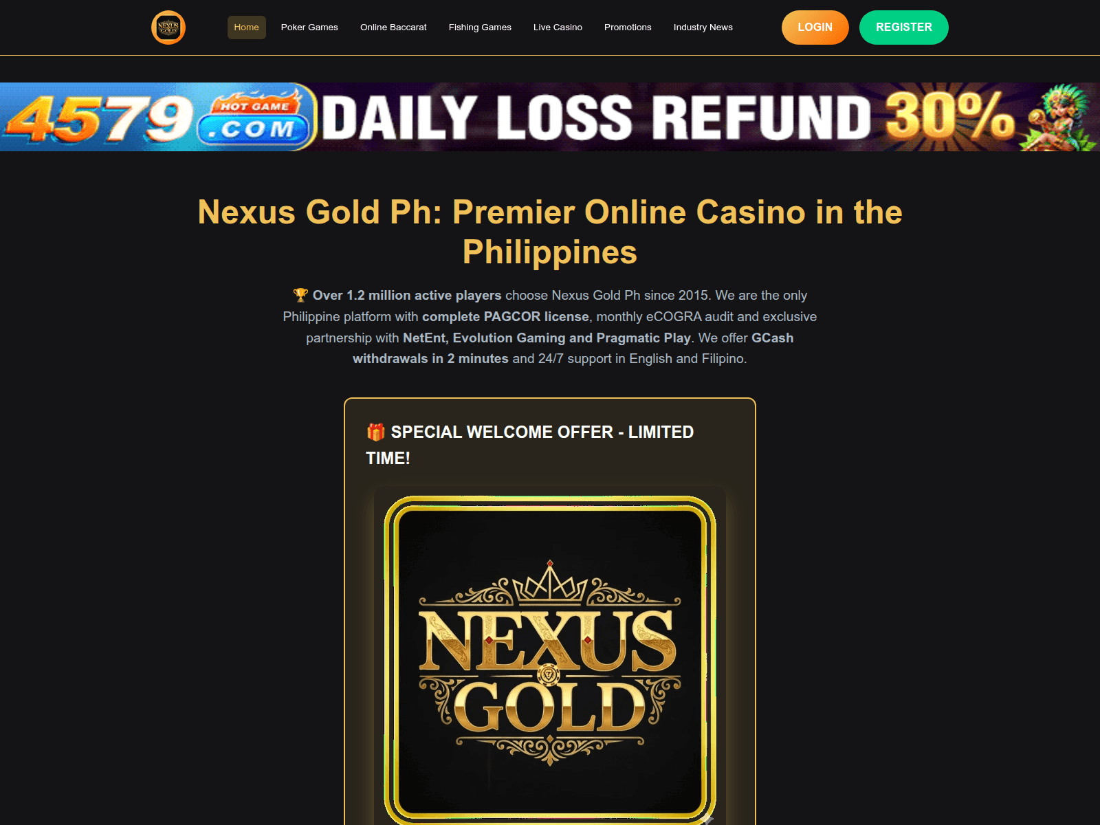 Screenshot of nexusgoldbet.com