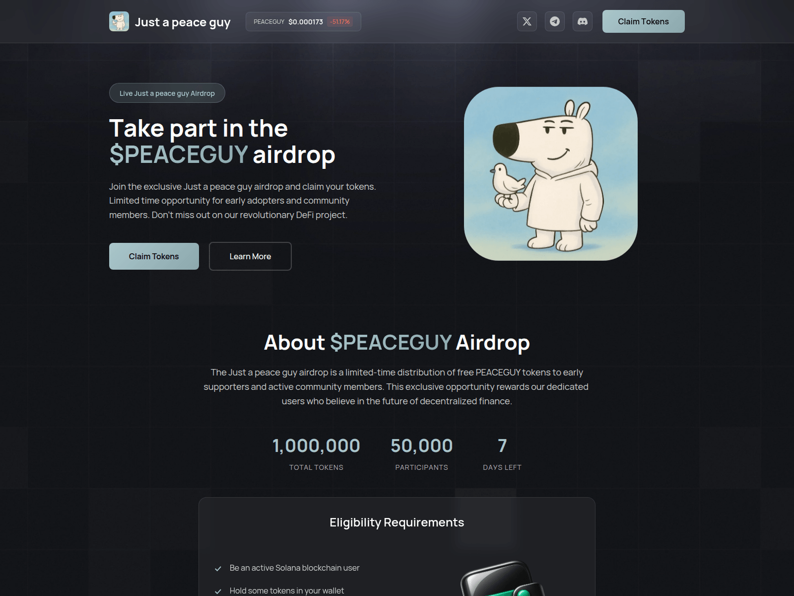 Screenshot of peaceguy.solcoin.co