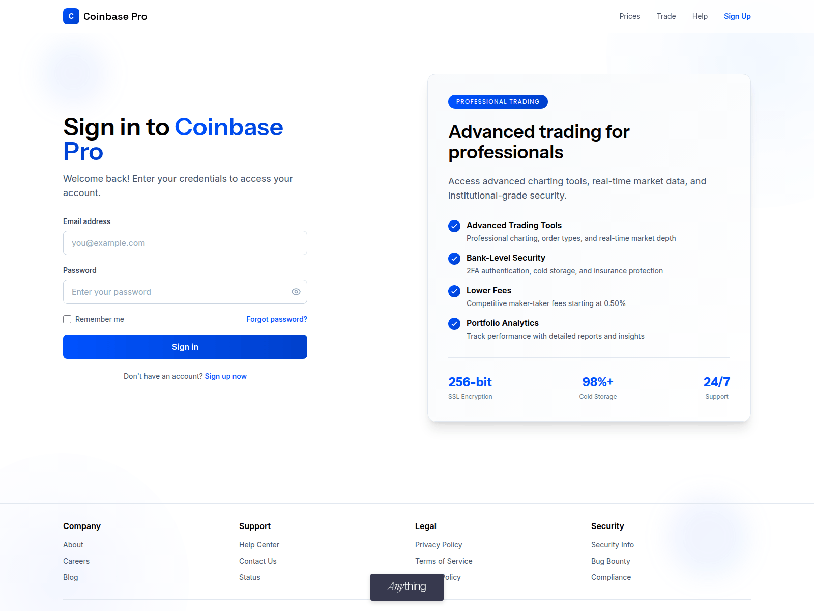 Screenshot of coinbase-pro-login-io.created.app