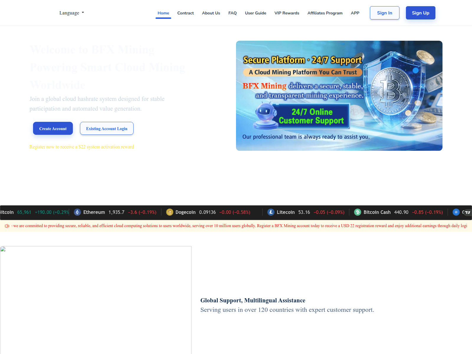 Screenshot of bfxmining.com