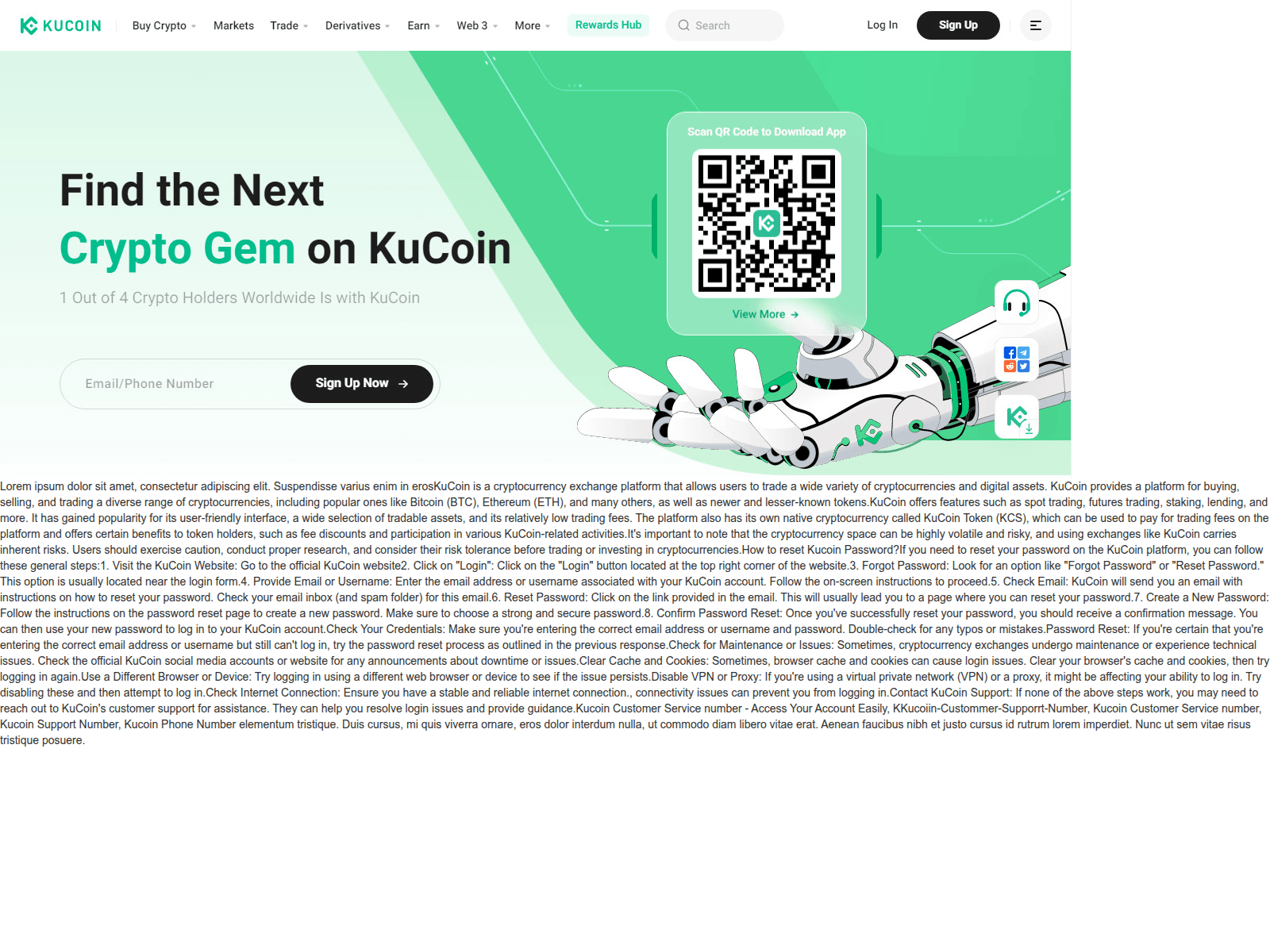 Screenshot of kuccoin-custtomer-serrvvic-nnumber.webflow.io