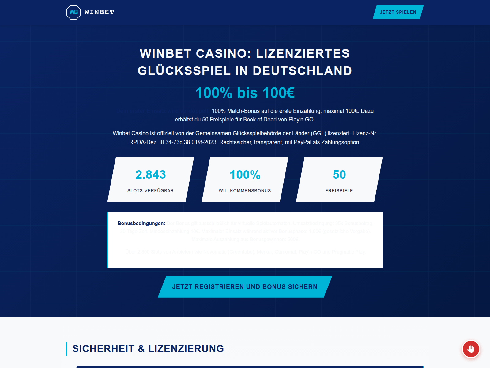 Screenshot of winbet-casino.de