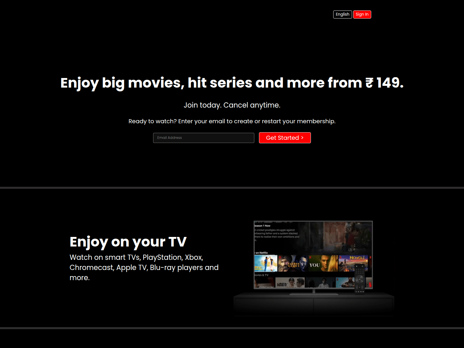 Screenshot of netflix-clone-gray-three.vercel.app