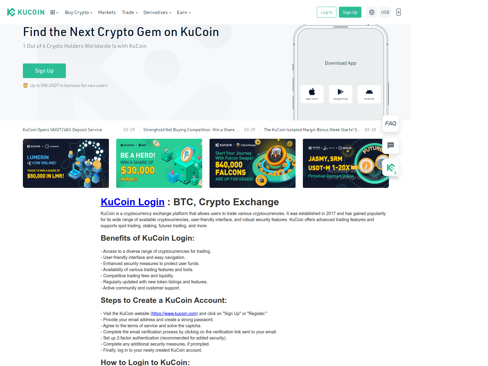 Screenshot of kuocoinlogin.webflow.io