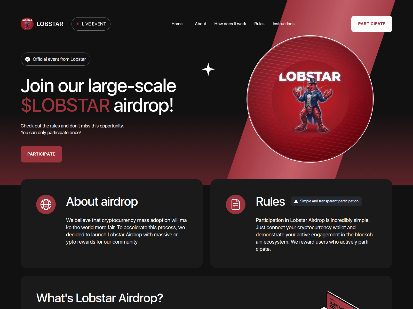 Screenshot of lobstarofficial.xyz