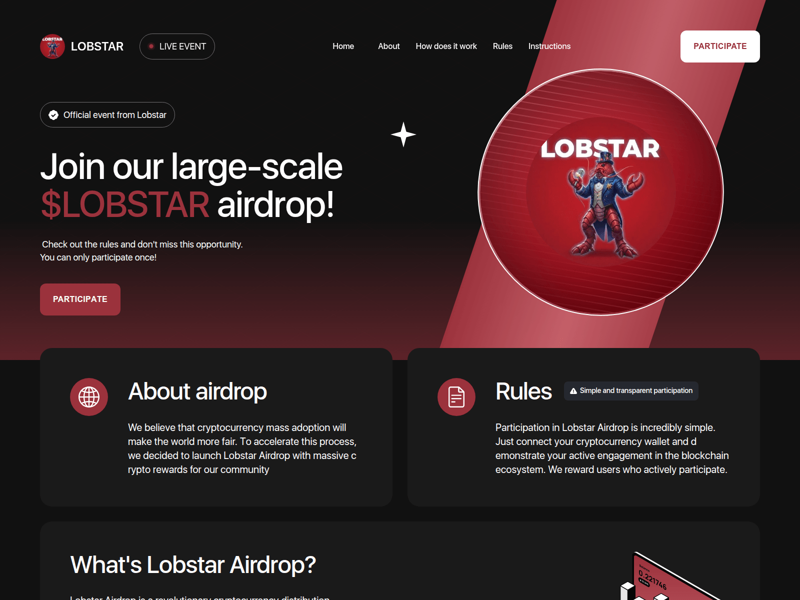Screenshot of lobstar-sol.live