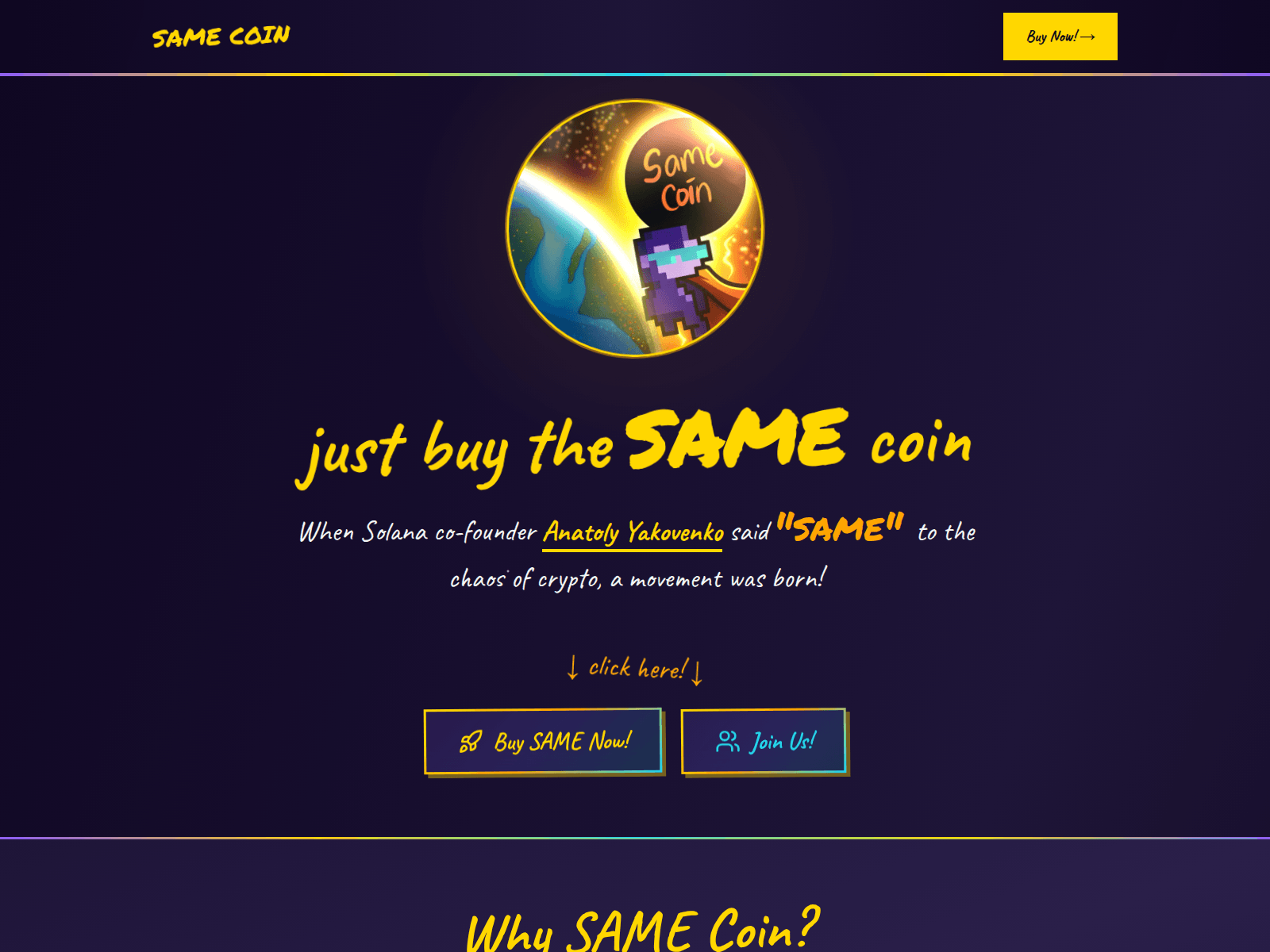 Screenshot of samecoin.xyz