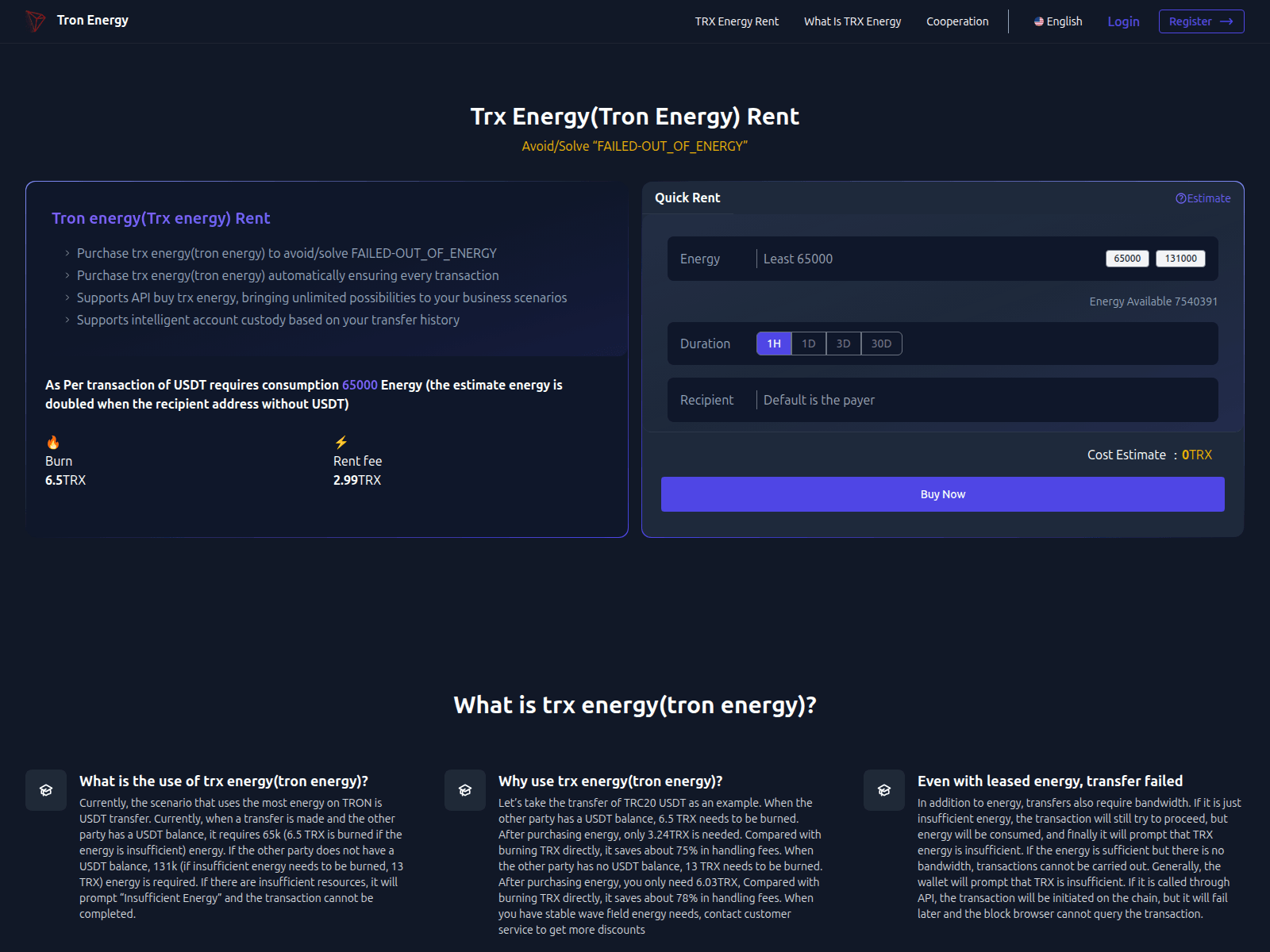 Screenshot of trx-energy.ru