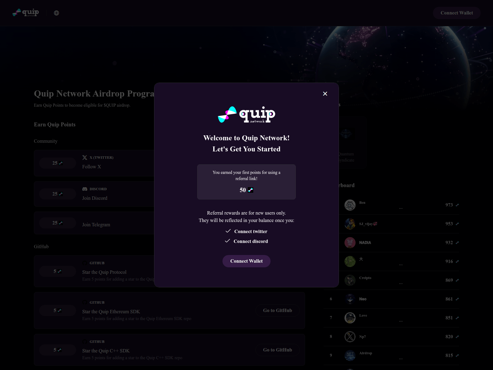 Screenshot of quip-network.xyz